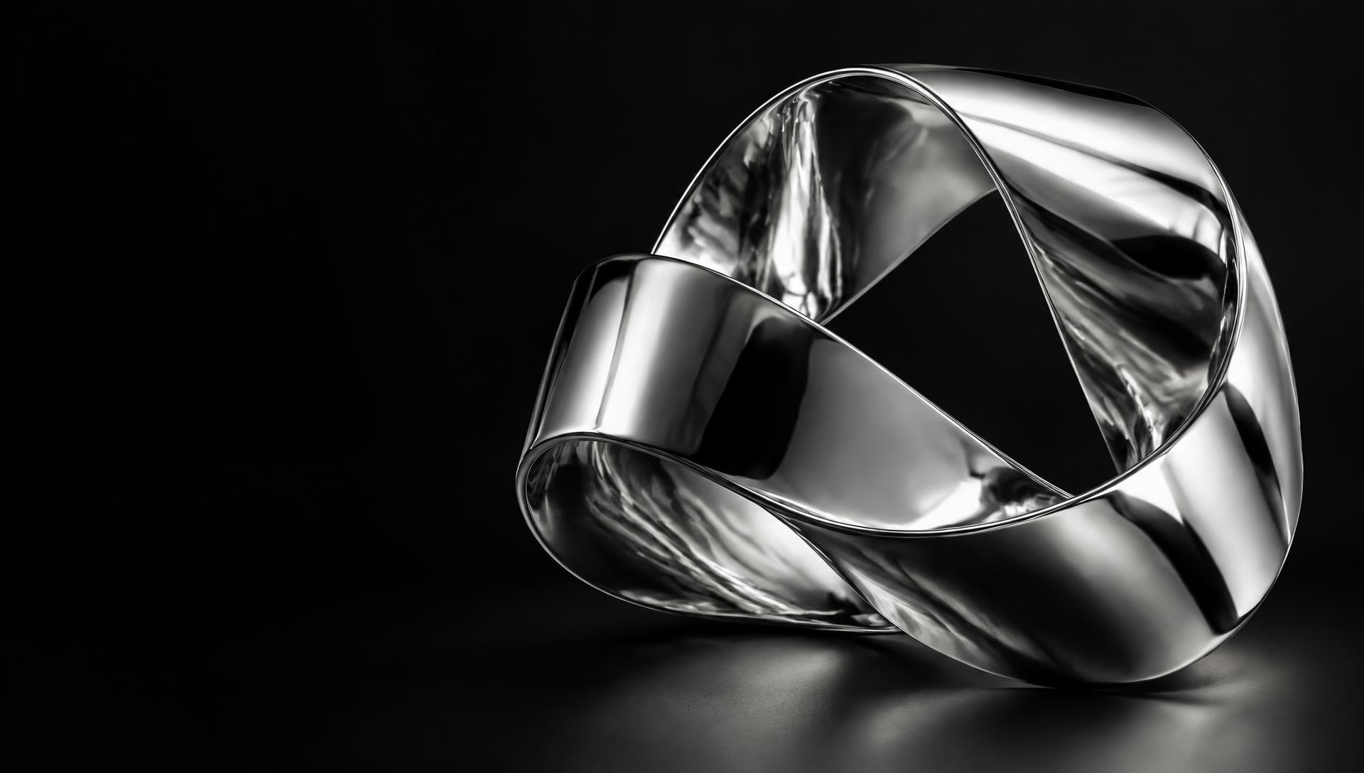 Interconnected folds of Vanta Creative’s chrome sculpture